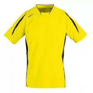 Image of SOLS Mens Maracana 2 Short Sleeve Football T-Shirt (M) (Lemon/Black)