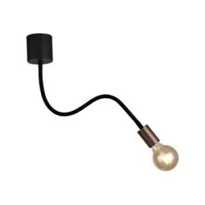 Image of Flexible Semi Flush Ceiling 1 Light E27, Satin Black, Brushed Copper - Luminosa Lighting