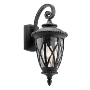 Image of Outdoor IP44 1 Bulb Wall Light Lantern Textured Black LED E27 60W d01590