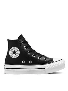 image of Converse Chuck Taylor All Star Eva Lift Leather Childrens Hi Top Trainers, Black, Size 10