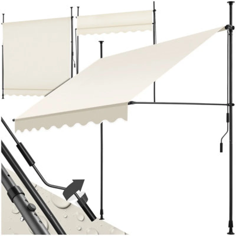 Image of Tectake Awning With Hand Crank - Pressure Fitted , Height Adjustable 200 X 180 Cm - Beige