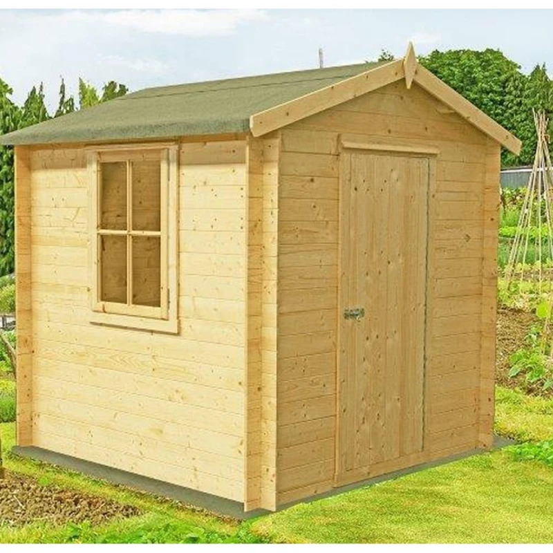 Image of Shires Danbury Log Cabin Home Office Garden Room Approx 9 x 9 Feet in Natural Natural Unisex