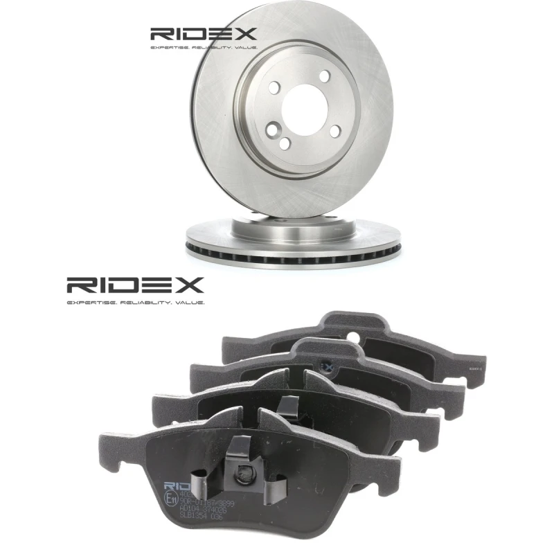 Image of RIDEX 3405B0183 Brake disc and pads set Front Axle, Brake Disc Type: Vented Brake Set,disc brakes (3405)