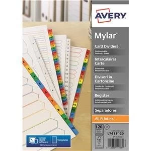 Image of Original Avery A4 Index Multipunched 1 20 White