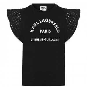 image of KARL LAGERFELD Junior Girls Paris Logo T Shirt - Black 09B