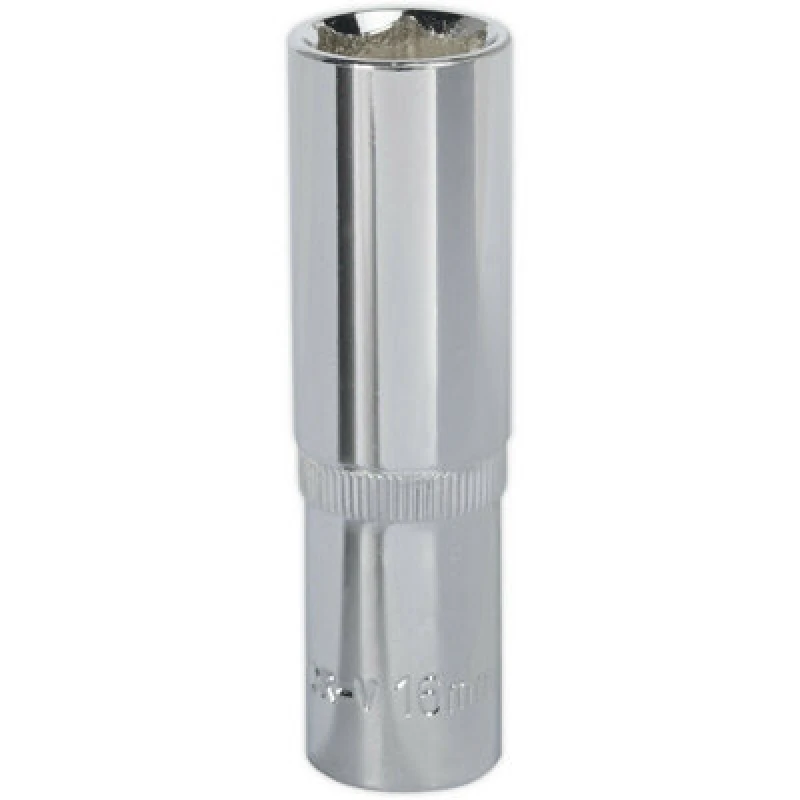 Image of Loops 16mm Forged Steel DEEP Drive Socket - 1/2" Square Drive Polished Chrome Vanadium Metallics