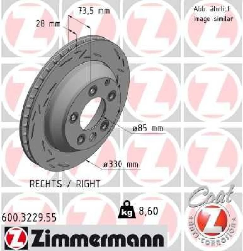Image of ZIMMERMANN Brake disc ZIMMERMANN 600.3229.55