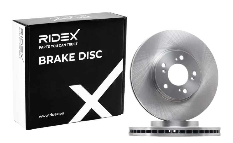 Image of RIDEX 82B1041 Brake disc Front Axle, Vented, Cast Iron, Uncoated, Untreated, without bolts/screws Cast Iron Brake Disc (82)