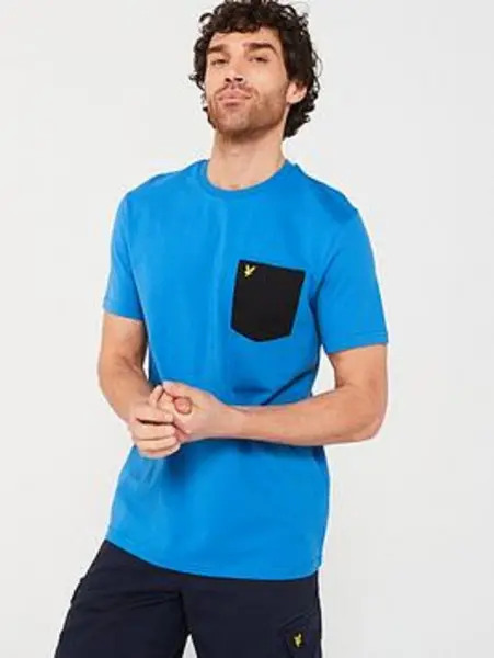 Image of Lyle & Scott Spring Blue / Jet Black Contrast Pocket T-Shirt Blue Male M 210118UK