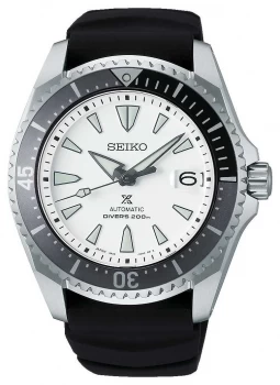 image of "Seiko PROSPEX "Shogun" Black Silicone Strap White Dial Watch"