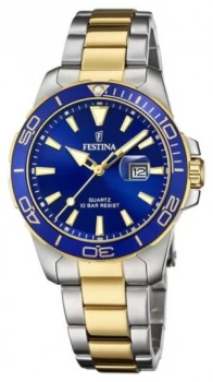 Image of Festina Womens /Two-Tone Stainless Steel Bracelet Blue Watch