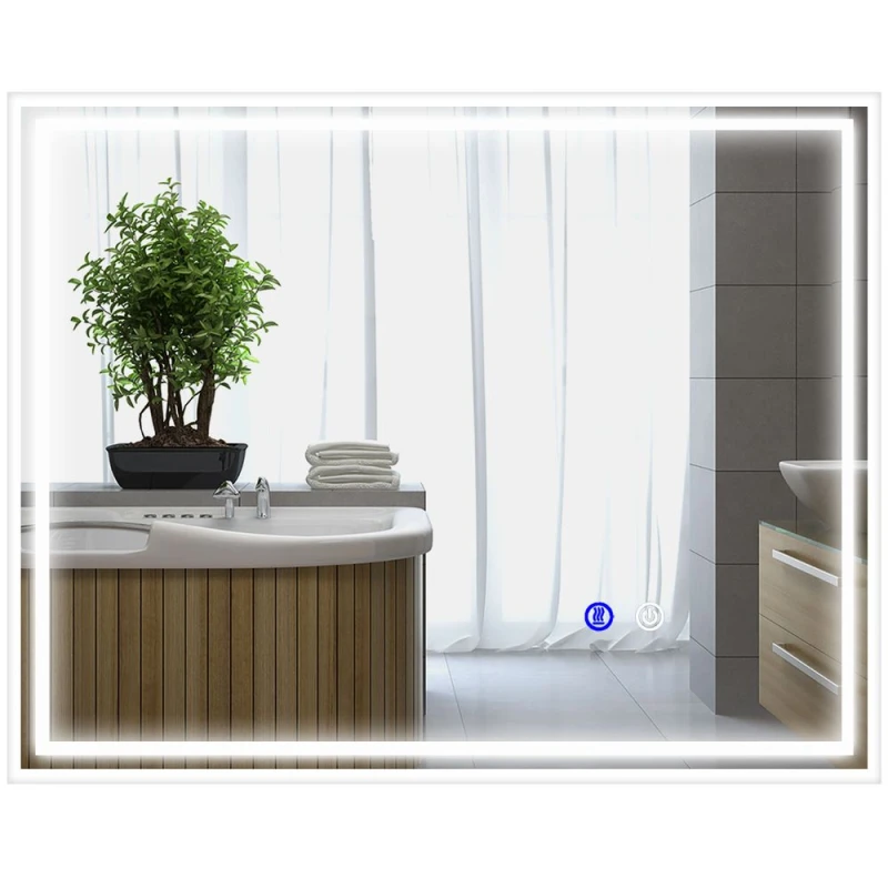 Image of Kleankin LED Bathroom Mirror W/ 3 Colours, Defogging Film, White 834-657V01CR