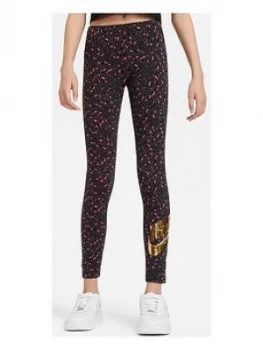 Image of Nike Girls Nsw Legging Aop Printed Leggings - Grey/Pink