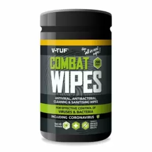 image of V-Tuf Combat Wipes - Tub of Antiviral & Anti-Bacterial Wipes -200- you get 24