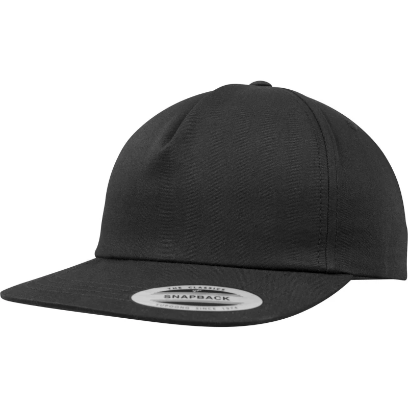 Image of Yupoong Mens Flexfit Unstructured 5 Panel Snapback Cap in Black Male One Size