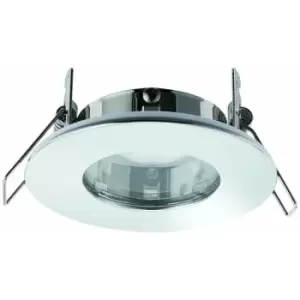 image of Loops - IP65 Bathroom Slim Round Ceiling Downlight Chrome Plate Recessed LED GU10 Lamp