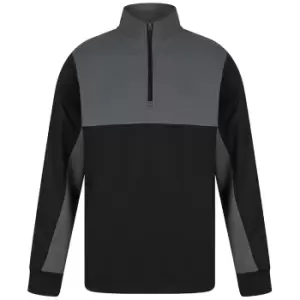 image of Finden & Hales Unisex Adult Quarter Zip Fleece Top (XXS) (Black/Gunmetal Grey)