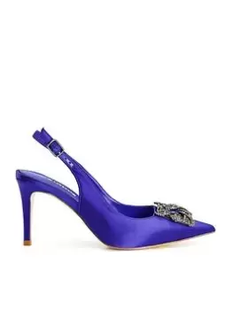 image of Dune London Charleston Brooch Sling Back Heels - Blue Size 4, Women