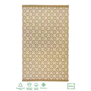 Image of Recycled Cotton Starburst Rug - Ochre - 100x150cm