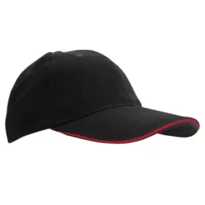 Image of SOLS Unisex Buffalo 6 Panel Baseball Cap (ONE) (Black/Red)