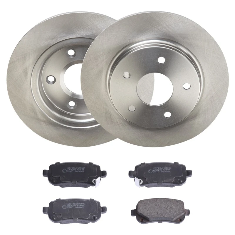 Image of RIDEX 3405B2161 Brake disc and pads set Rear Axle, Brake Disc Type: Solid, with acoustic wear warning Brake Set,disc brakes (3405)
