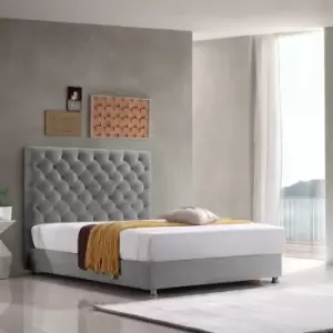Image of Marina Upholstered Beds - Plush Velvet, Small Double Size Frame, Grey - Grey