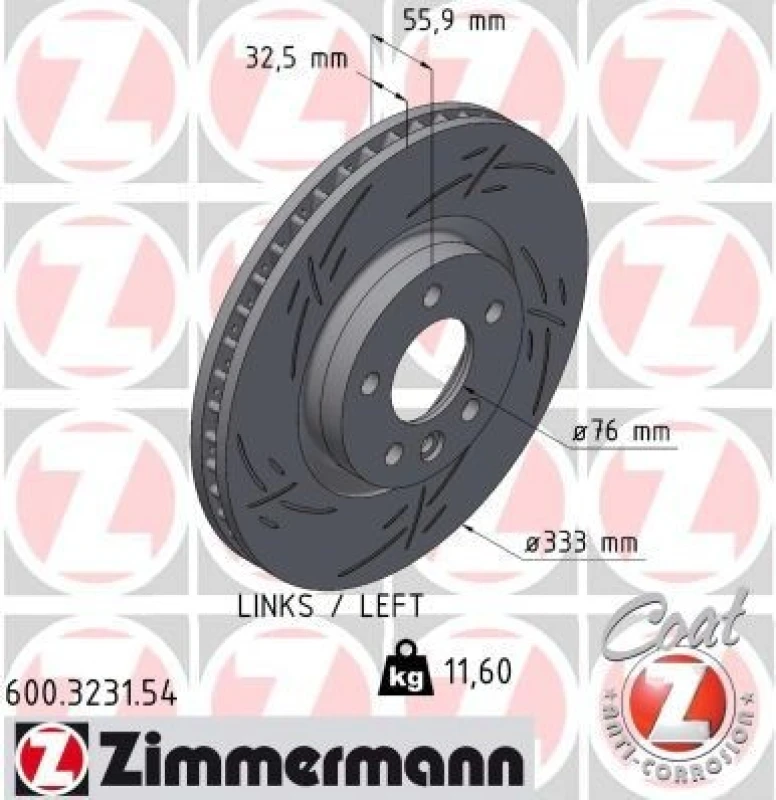 Image of ZIMMERMANN Brake disc ZIMMERMANN 600.3231.54