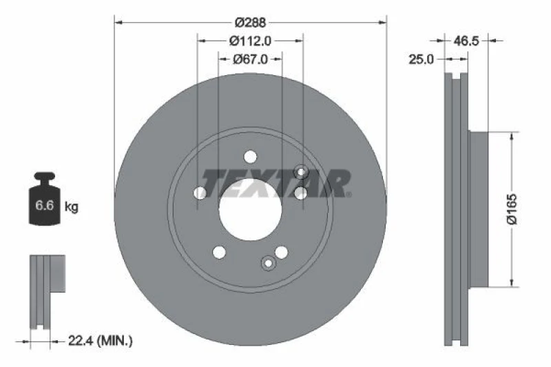 Image of Brake disc TEXTAR 92105900