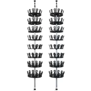 image of Deuba XXL Shoe Carousel Set of 2 for 192 Shoes Height Adjustable 80-280cm Rotatable Metal Shoe Rack Telescopic Shelf Extendable Tree Organizer