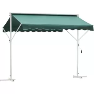 image of 3 x 3m 2 Side Free Standing Manual Awning Canopy Patio Garden Outdoor Sun Shade Shelter w/ Winding Handle (Green) - Outsunny