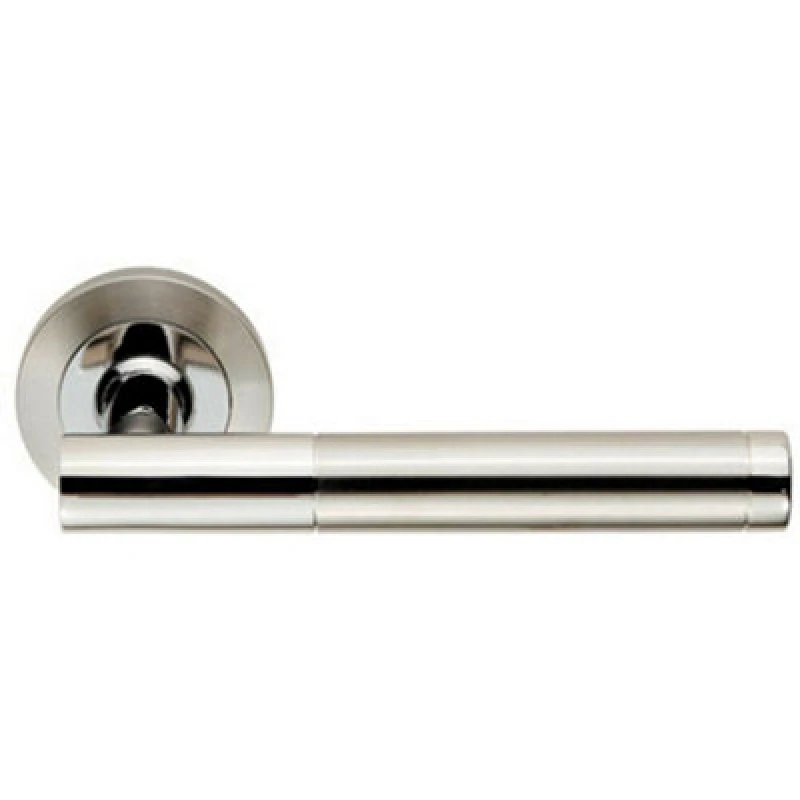 Image of Loops PAIR Round Bar Handle on Round Rose Concealed Fix Polished & Satin Steel Metallics