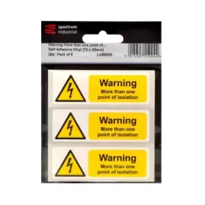Image of Spectrum Industrial Warning More Than One Point of Isolation, Pack of 25 Sav (75