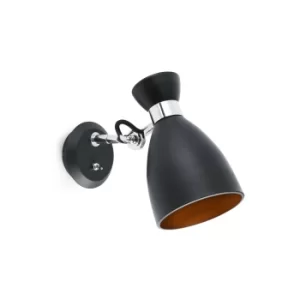 Image of Retro 1 Light Indoor Adjustable Wall Lamp Black, Copper, E14