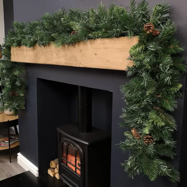 Image of 2.7m Green Christmas Garland with Pine Cones and Mixed Needles