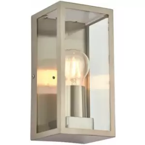 image of Loops - Outdoor Wall Light IP44 Brushed Stainless Steel & Clear Glass 28W E27 gls