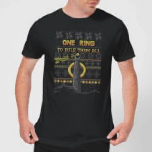 Image of Lord Of The Rings One Ring Mens Christmas T-Shirt - Black