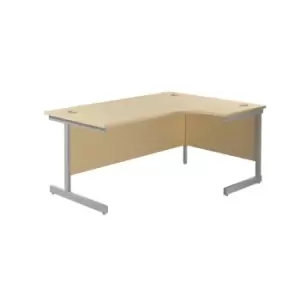 Image of 1800X1200 Single Upright Right Hand Radial Desk Maple - Silver + Desk High Ped