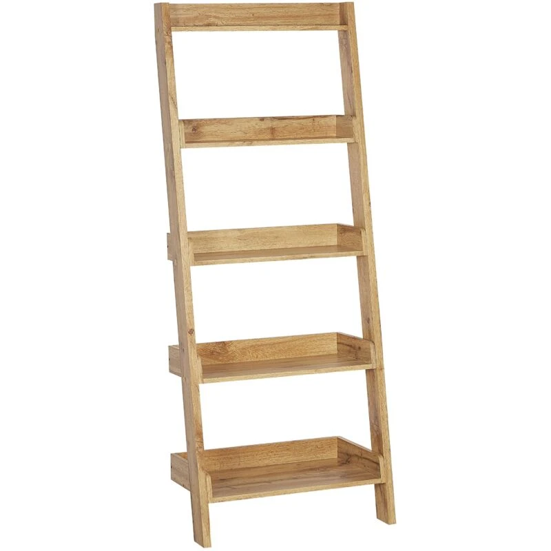 Image of Beliani 5 Tier Shelving Unit Mobile Trio 167cm Light Brown