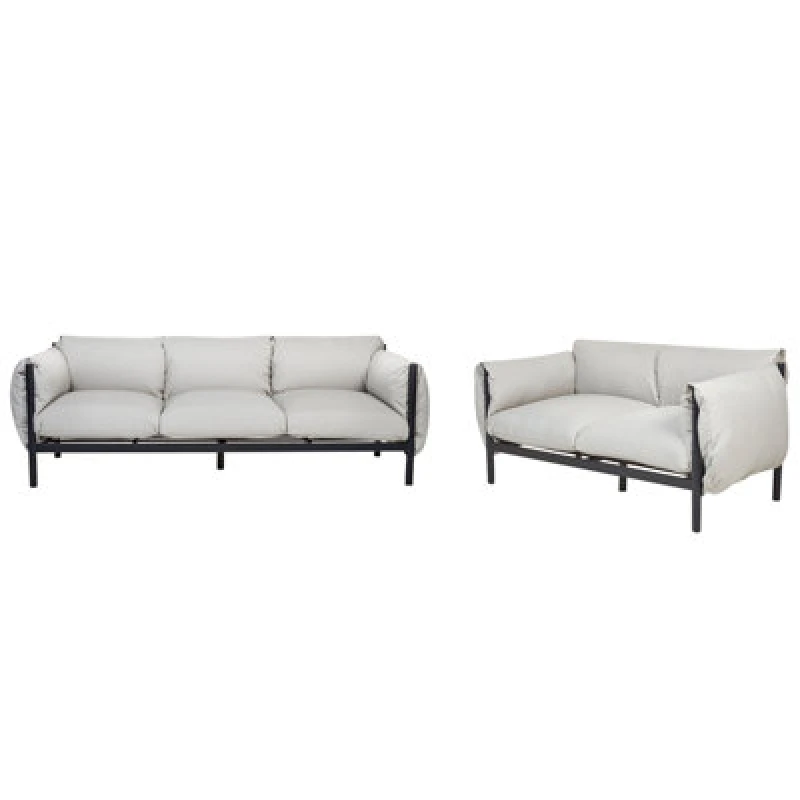 Image of BELIANI 5 Seater Garden Sofa Set 3 Seater 2 Seater Thick Water-Repellent Cushions Grey 399287
