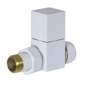 Image of Heating Style Square Straight Radiator Valves - White