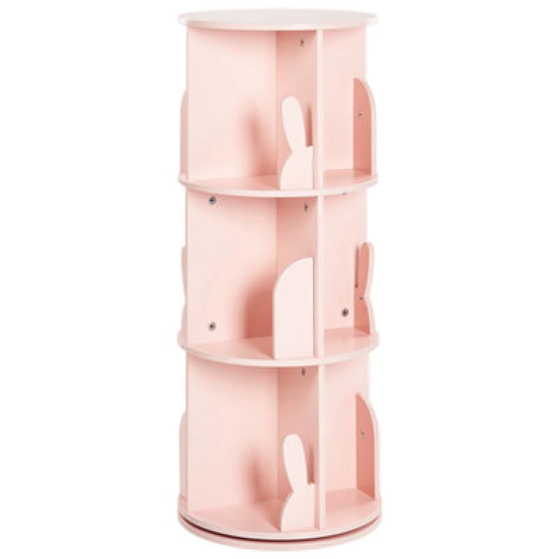 Image of Beliani Rotating Bookshelf Caney 94cm Pastel Pink
