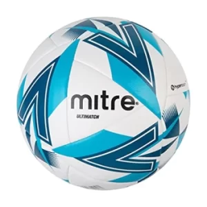 Image of Mitre Ultimatch Match Ball White/Aqua/Blue Ivy/Black 5