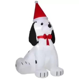 image of HOMCOM 1.8m Inflatable Christmas Puppy Dog Wearing Santa Hat Lighted Outdoor Decoration Blow Up Decor for Holiday Indoor