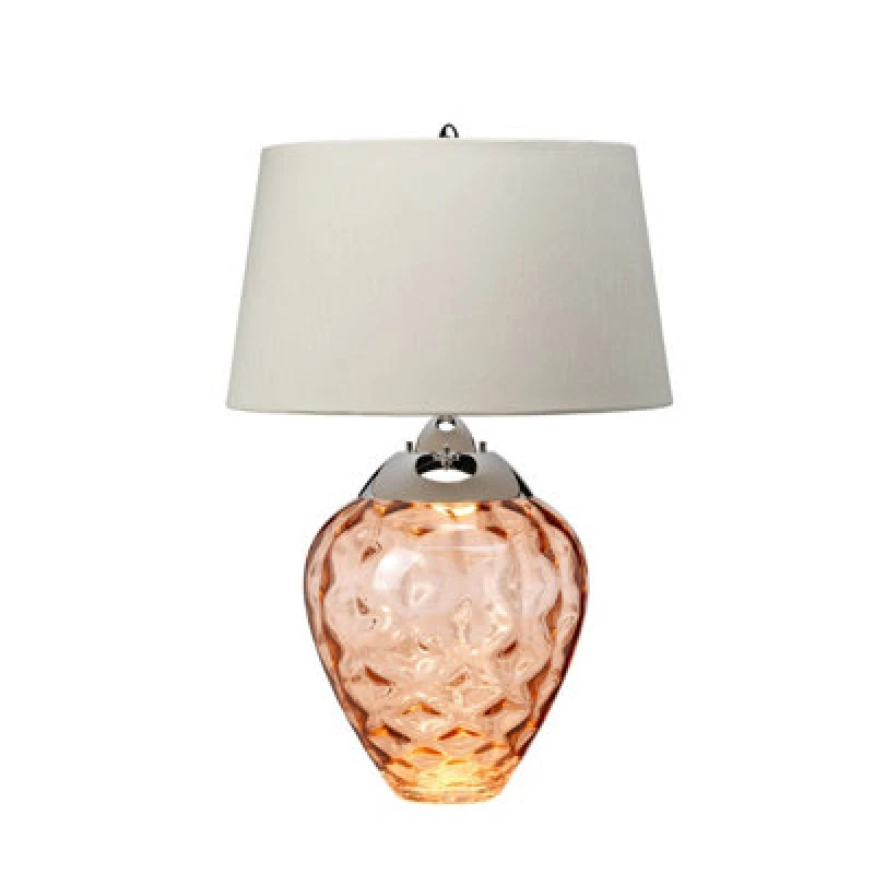 Image of Netlighting Samara Table Lamp Metal Work Polished Nickel Glassware Salmon Grey unisex