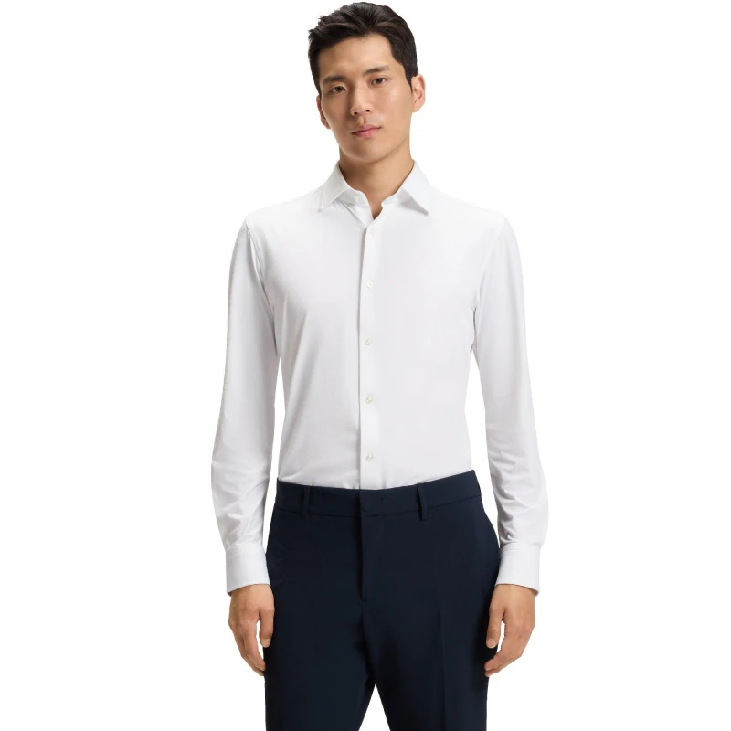 Image of Boss Mens P Hank Kent Long Sleeve Oxford Shirt White male 15 inch