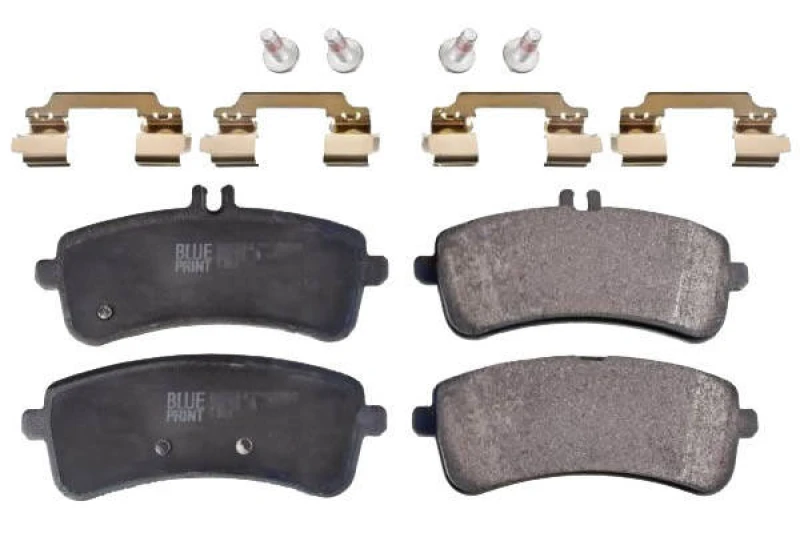 Image of Blue PRINT ADU174243 Brake pad set Rear Axle, prepared for wear warning indicator, with fastening material Brake Pad Set,disc brake (402)
