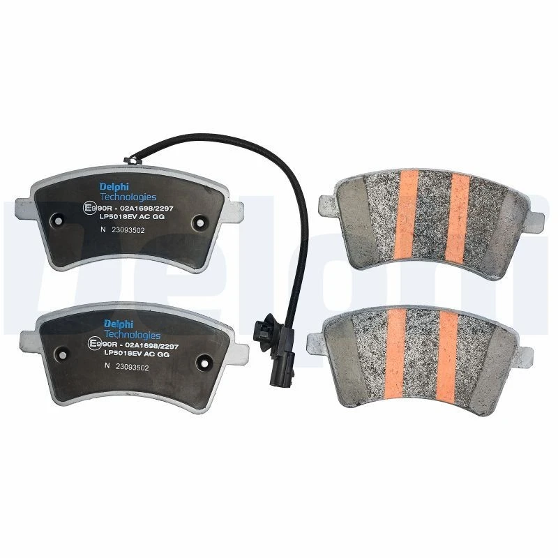 Image of DELPHI LP5018EV Brake pad set with accessories, with anti-squeak plate Brake Pad Set,disc brake (402)