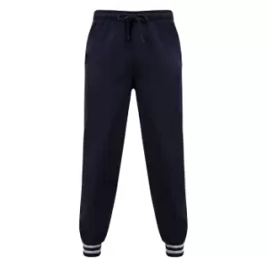 Image of Front Row Unisex Adults Striped Cuff Joggers (M) (Navy/Heather Grey)