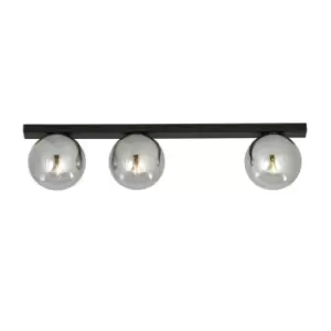 Image of Fit Black Globe Ceiling Light with Graphite Glass Shades, 3x E14