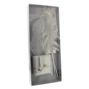 image of Wings of Love Ostrich Feather Pen & Stand